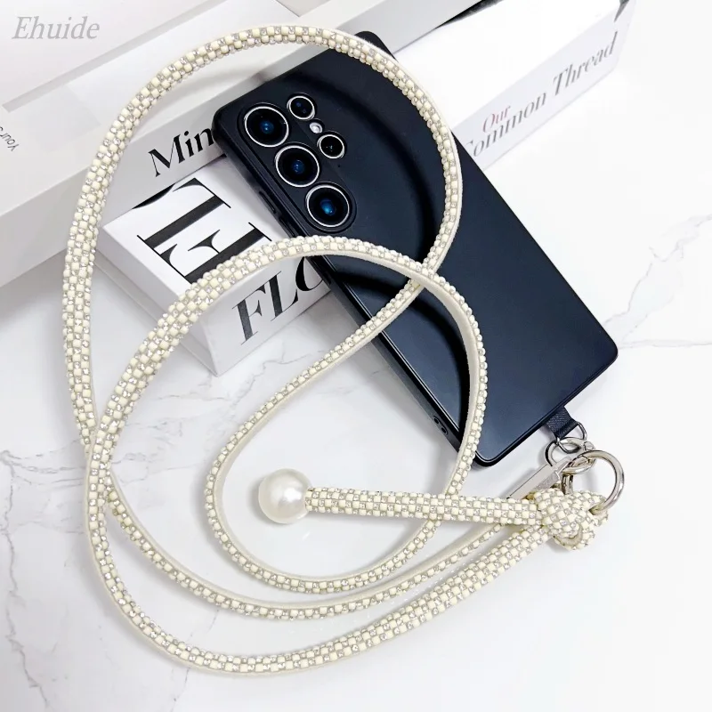 

Регулируемый ремешок для телефона с кристаллами, роскошный блестящий яркий бриллиант, анти-потерянный веревочный ремешок, подвесной шнур-цепочка для iPhone 17 Pro Max, чехол