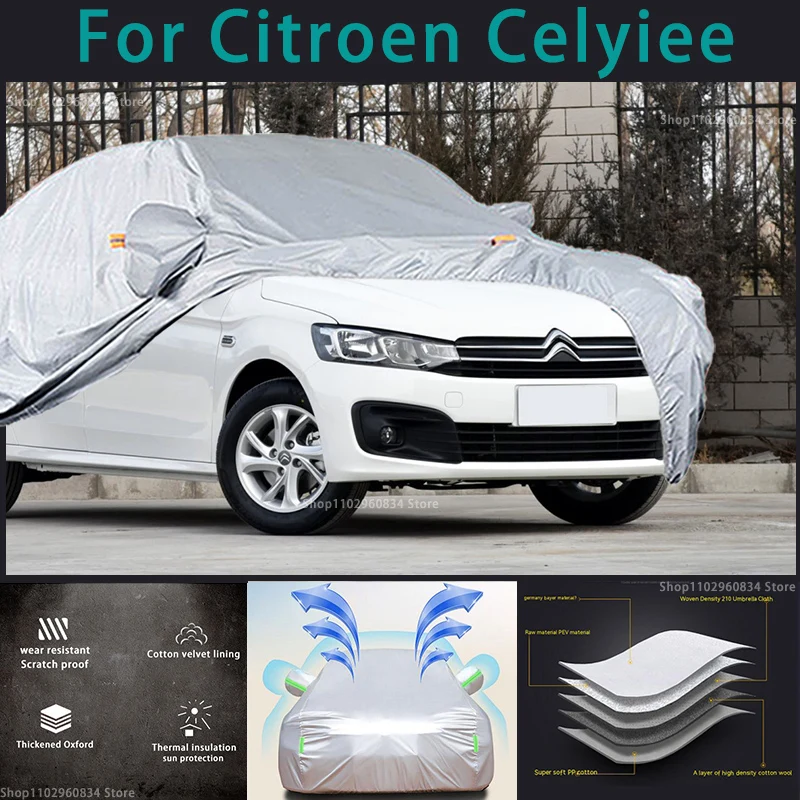 

For Citroen Celyiee 210T Waterproof Full Car Covers Outdoor Sun uv protection Dust Rain Snow Protective Auto Protective cover