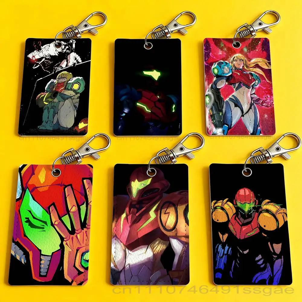 Cool M-Metroid Dread Card Holder Men And Womenn Universal Antirust Keychain Learther Access Drop Key Tag Ring