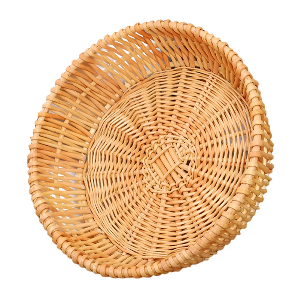 

Woven Storage Basket Round Handwoven Wicker Organizer For Home Kitchen Bathroom Table Sundries Holder Multi-Use Desktop