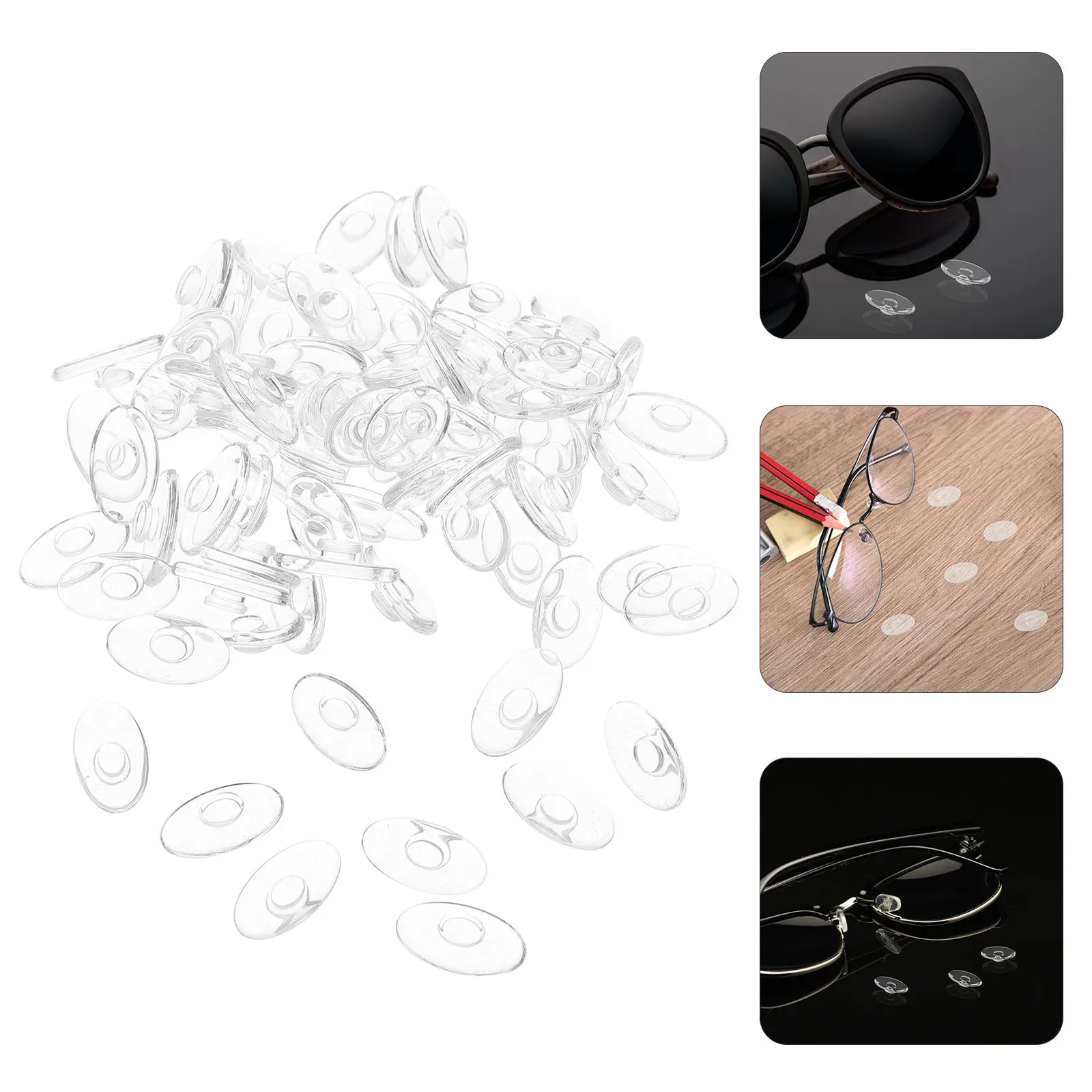80Pcs Premium Silicone Eyeglass Nose Pads Oval Antislip for Rimless Glasses Easy Install Comfortable Nose Bridge Cushion