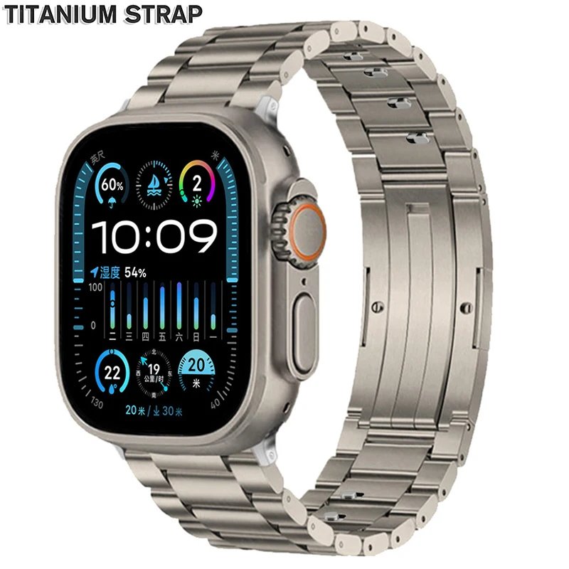 

Luxury Titanium Strap for Apple Watch Ultra 3/2 49mm 46mm 45mm 44mm 42mm Metal Band for Iwatch Series 11 10 9 8 7 6 5 4 Bracelet