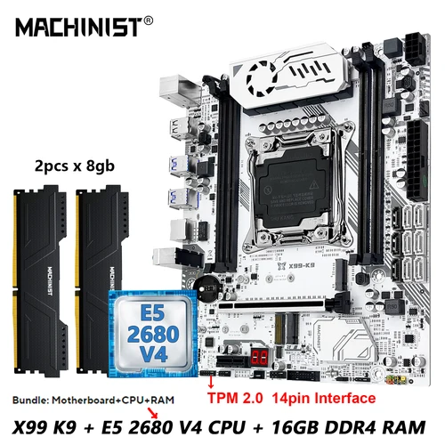 Imagen 1 del producto MACHINIST nueva actualización X99 kit de placa base opcional LGA 2011-3 Xeon E5 2680 V4 CPU y 16GB DDR4 RAM NVME M.2 TPM 2,0 interfaz