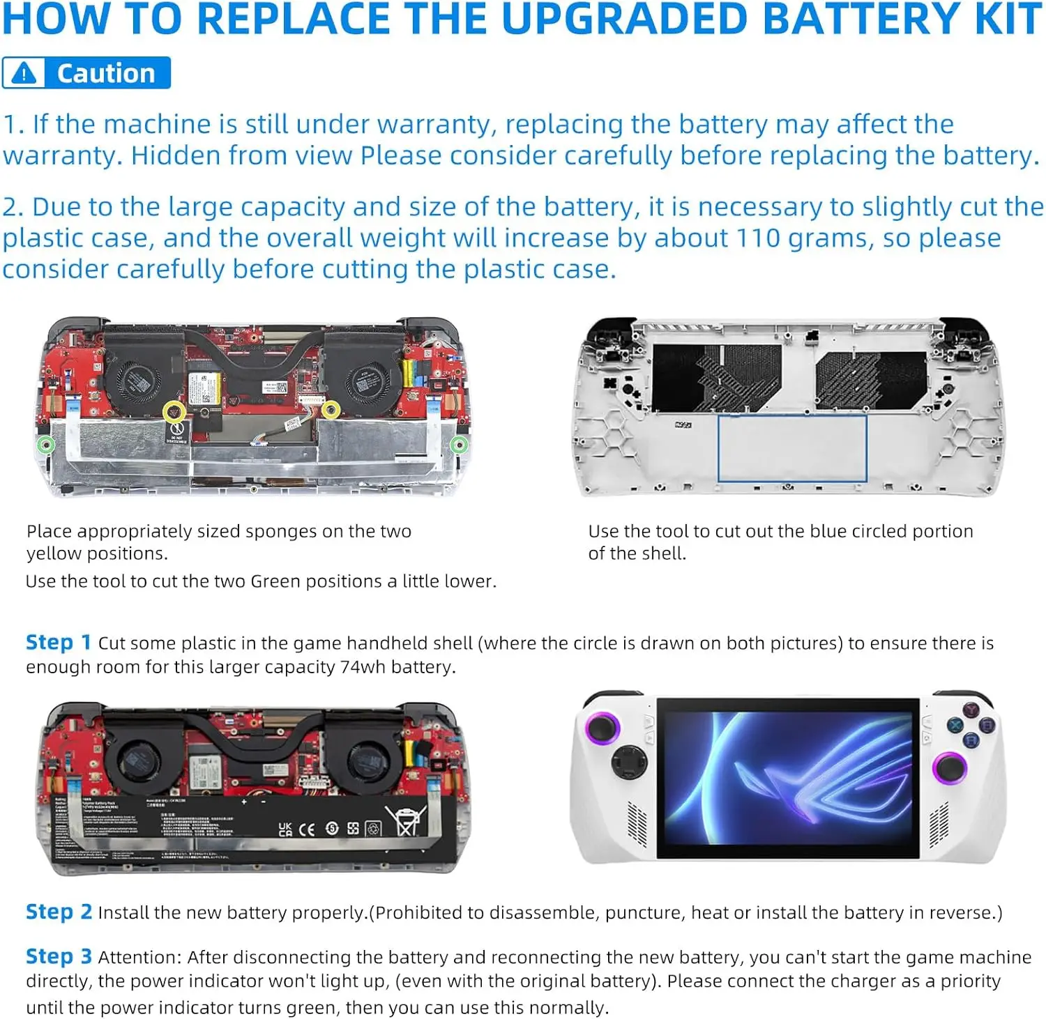 SKOWER 15.48V C41N2208 Battery for asus ROG Ally RC71L PC71L NR2301L Gaming Handheld Z1 Z1E Extreme [Upgrade 74Wh/4780mAh]