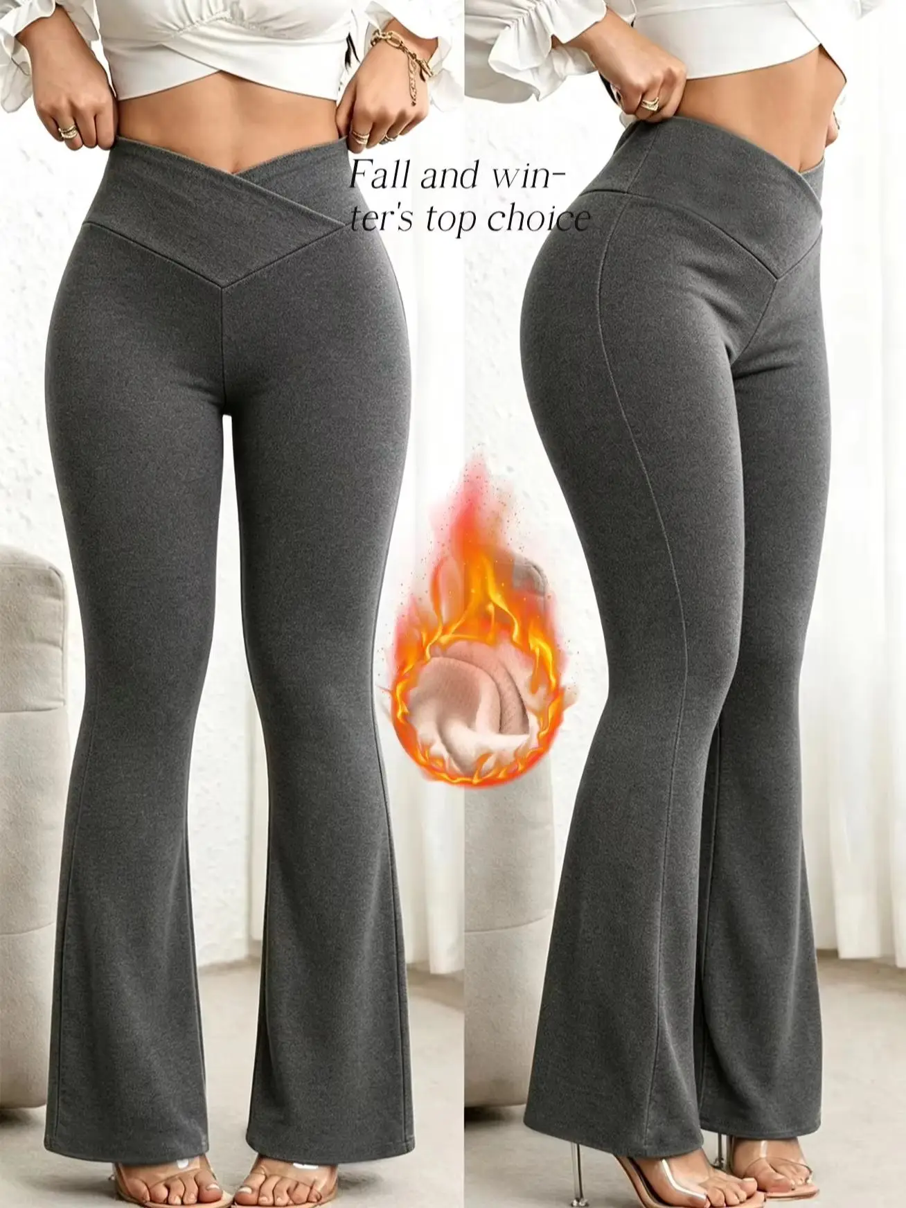 Damen Winterhose aus DeRong-Material, leicht ausgestellt, tailliert, poformend, wärmend, temperaturisolierend – Detail 1