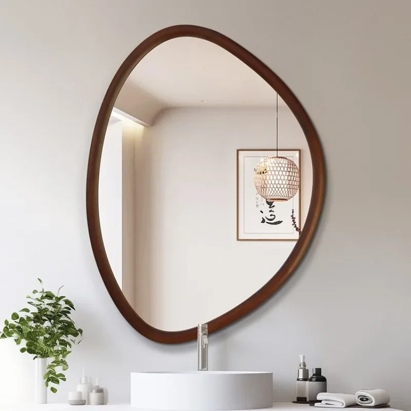 

Solid wood retro decorative mirror special-shaped creative bathroom European and American wall hanging