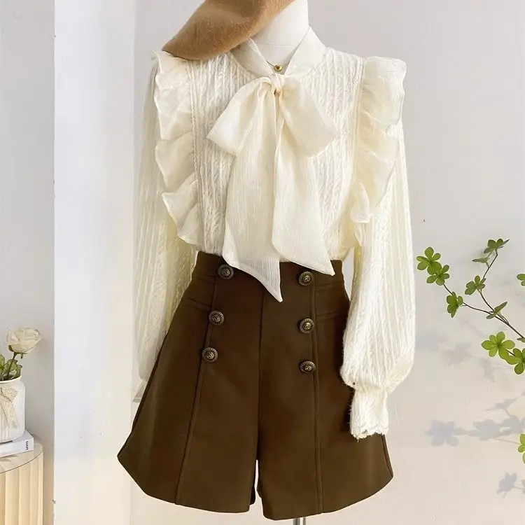 Shirts & Blusen Blusa Feminina Krawatte Up Bogen Chiffon Hemd Herbst Winter Frauen Top Pirm Centro Camisas De Mujer