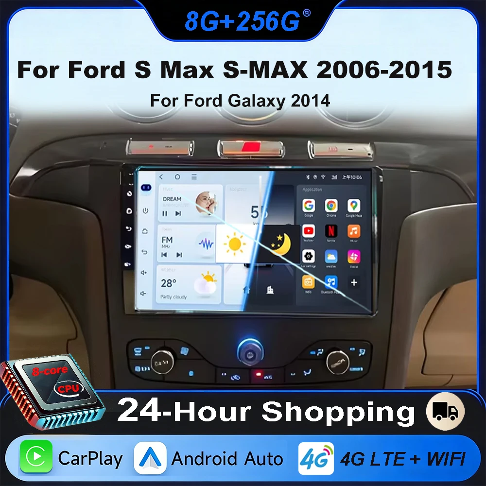 Android Car Radio For Ford S Max S-MAX 2006-2015 For Ford Galaxy 2014 Carplay Multimedia Video player Navigation GPS No 2din DVD