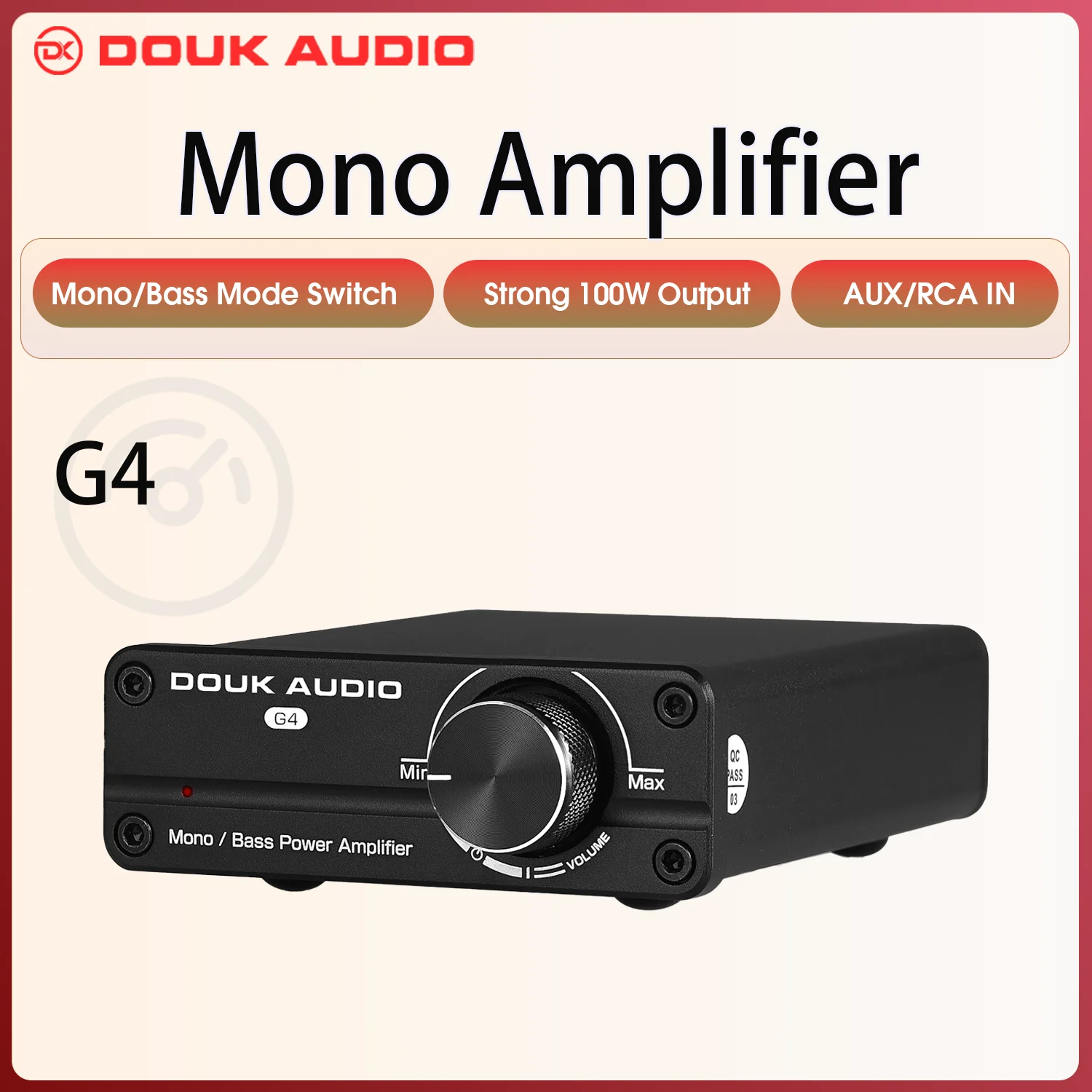 Douk Audio G4 Mini Subwoofer / Full-Frequency Mono Channel Digital Amplifier HiFi Audio 100W Home Desktop Power Amp