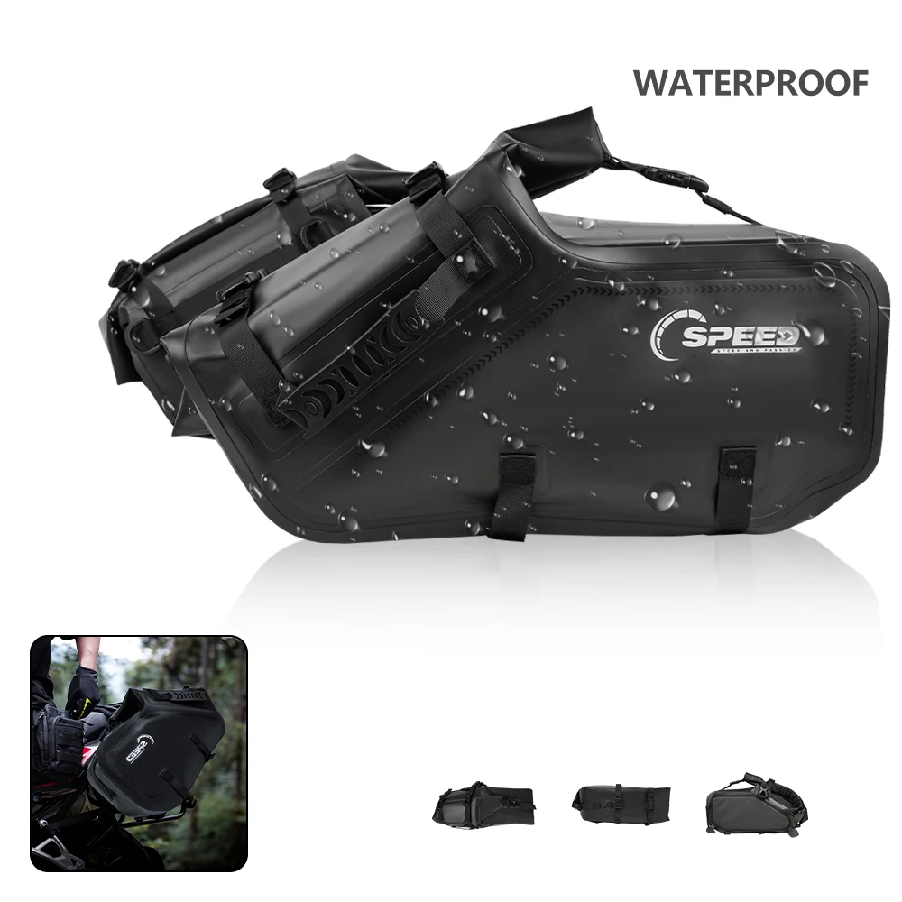 Motorcycle Side Bag Waterproof Travel Luggage Bag Saddlebags Universal for Honda Rebel CMX300 500 for Kawasaki KLR650 for Yamaha