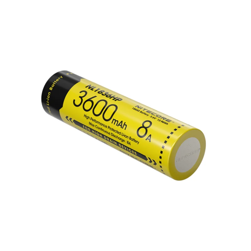 Nitecore NL1836HP High Performance 18650 3600mAh 3.6V 12.6Wh 8A Protected Li-ion Button Top Battery for Flashlight