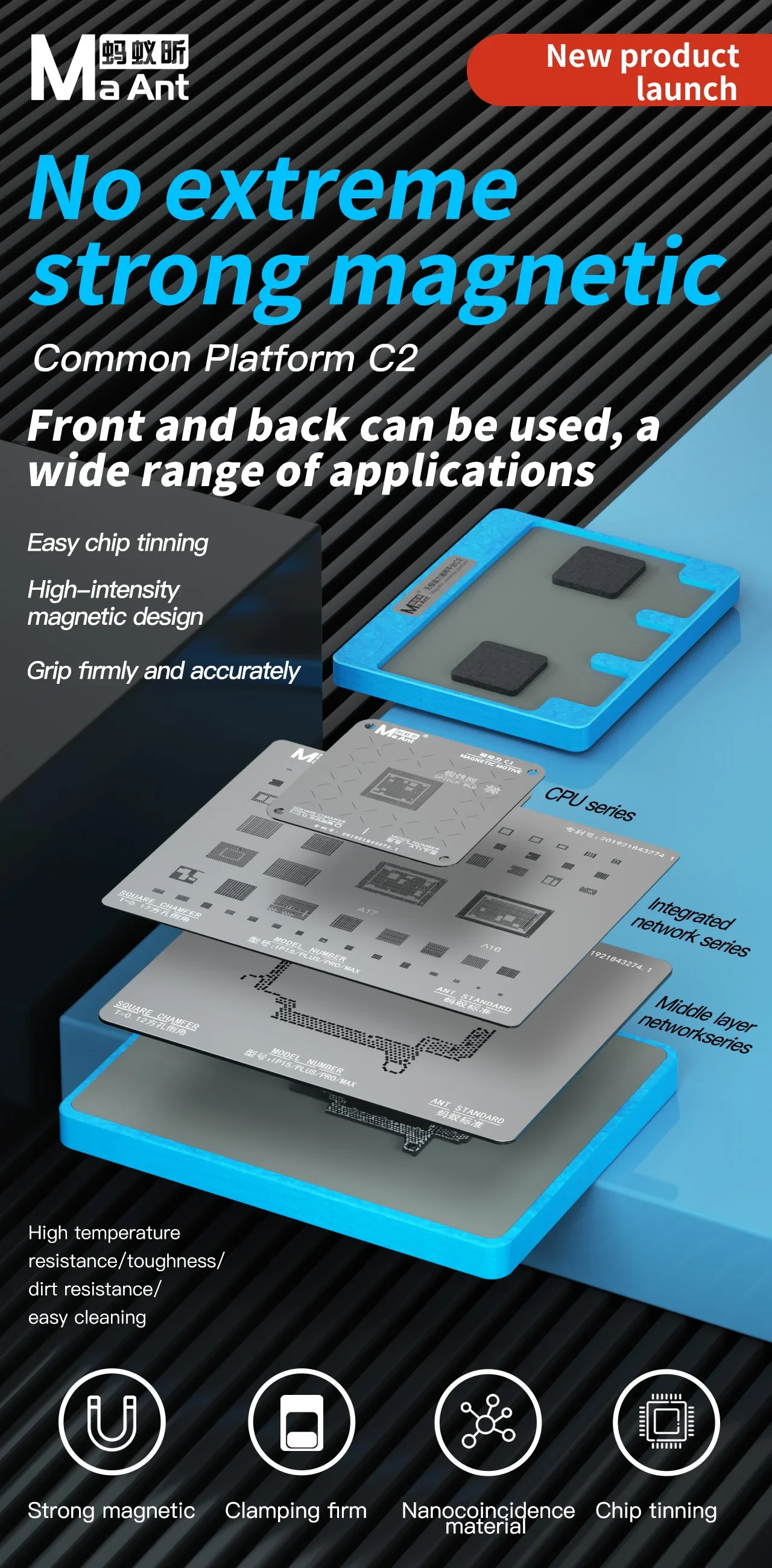 MaAnt C2 Wuji CPU Universal Tin Planting Platform Accurate Positioning /Strong Magnetic Adsorption For A8-A16/Hisilicon/Qualcomm