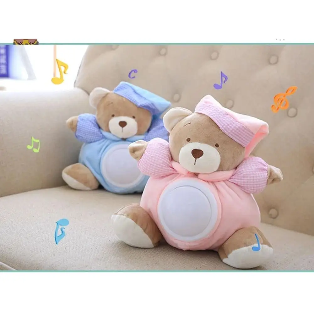 Portable Musical Appease Bear Toys Breathing Light Press Type Baby Plush Dolls Comfortable Soft Sleeping Comfort Bear Sleep