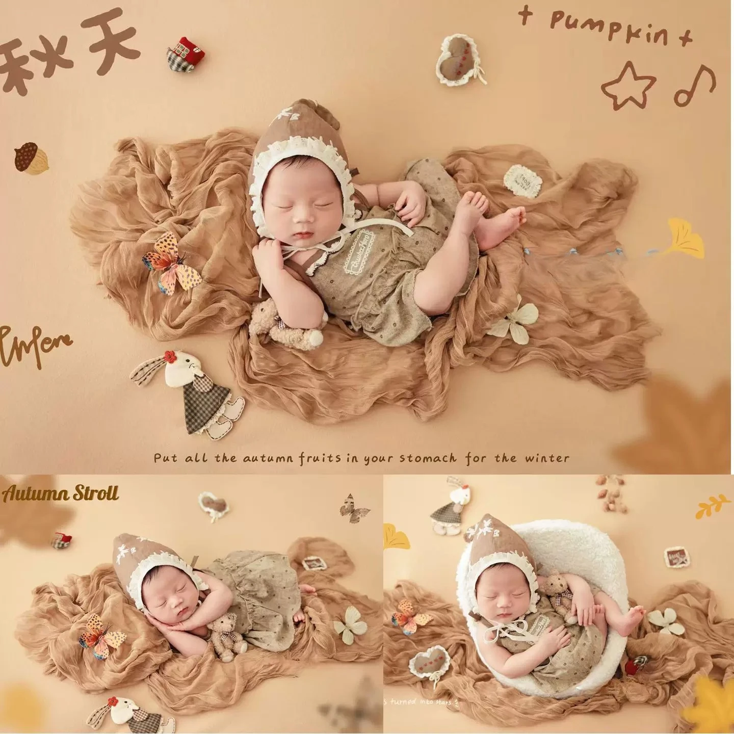 ensemble-de-theme-pour-seances-photo-de-nouveau-nes-ideal-pour-l'automne-style-kaki-accessoires-photo-couverture-tenue-et-decorations-pour-les-seances-photo-en-studio-de-bebes-filles