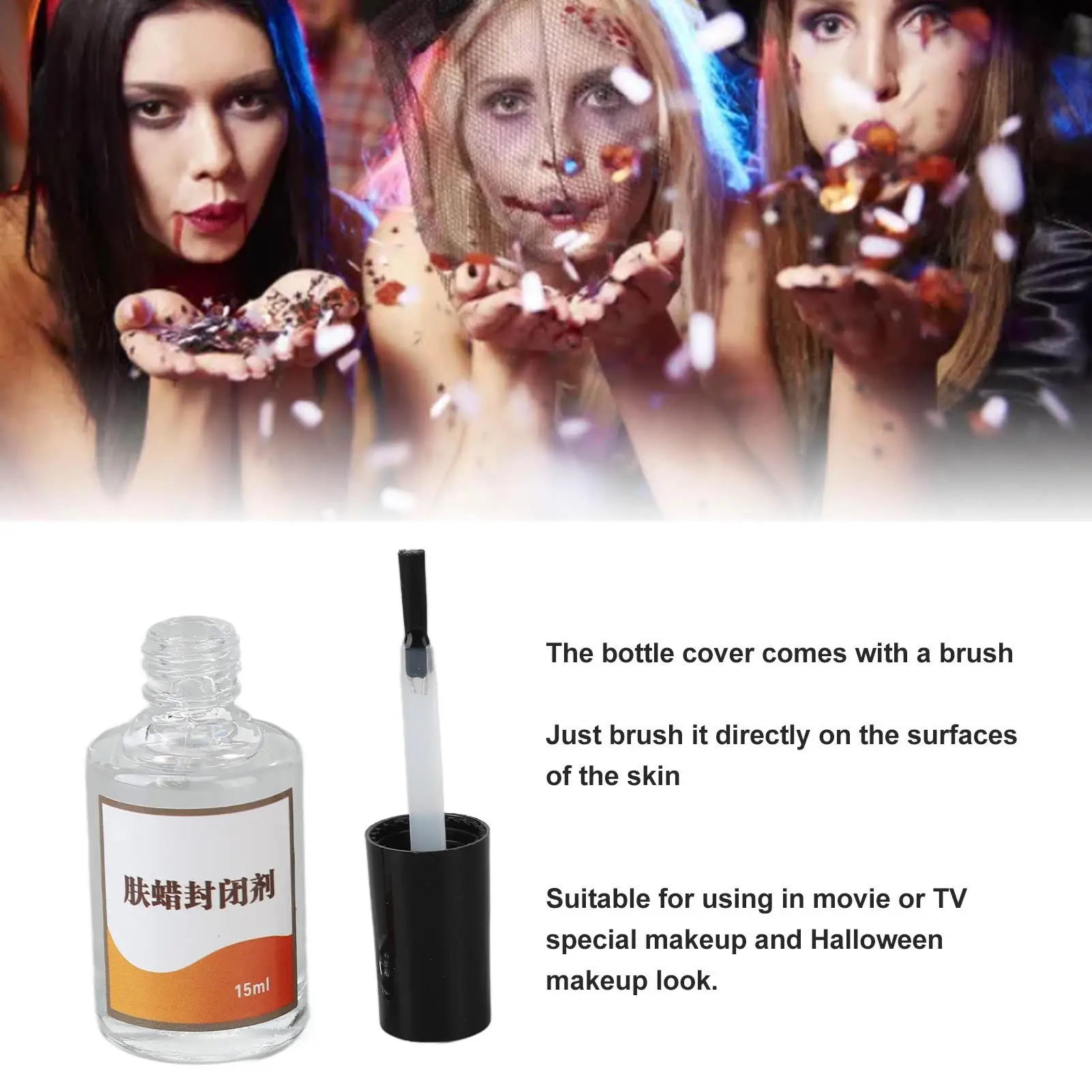 Sellador de cera realista para heridas falsas para halloween: ingredientes seguros, efecto de maquillaje de alto brillo y pincel de aplicación incluido