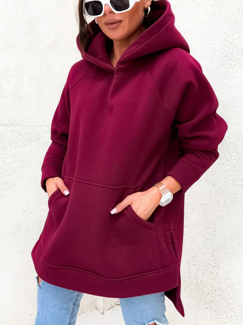 Winter Pullover Sweater Women Tops Boho Cap Casual Pocket Long Sleeve Pull Female Solid Hooded Sweaters Pullovers