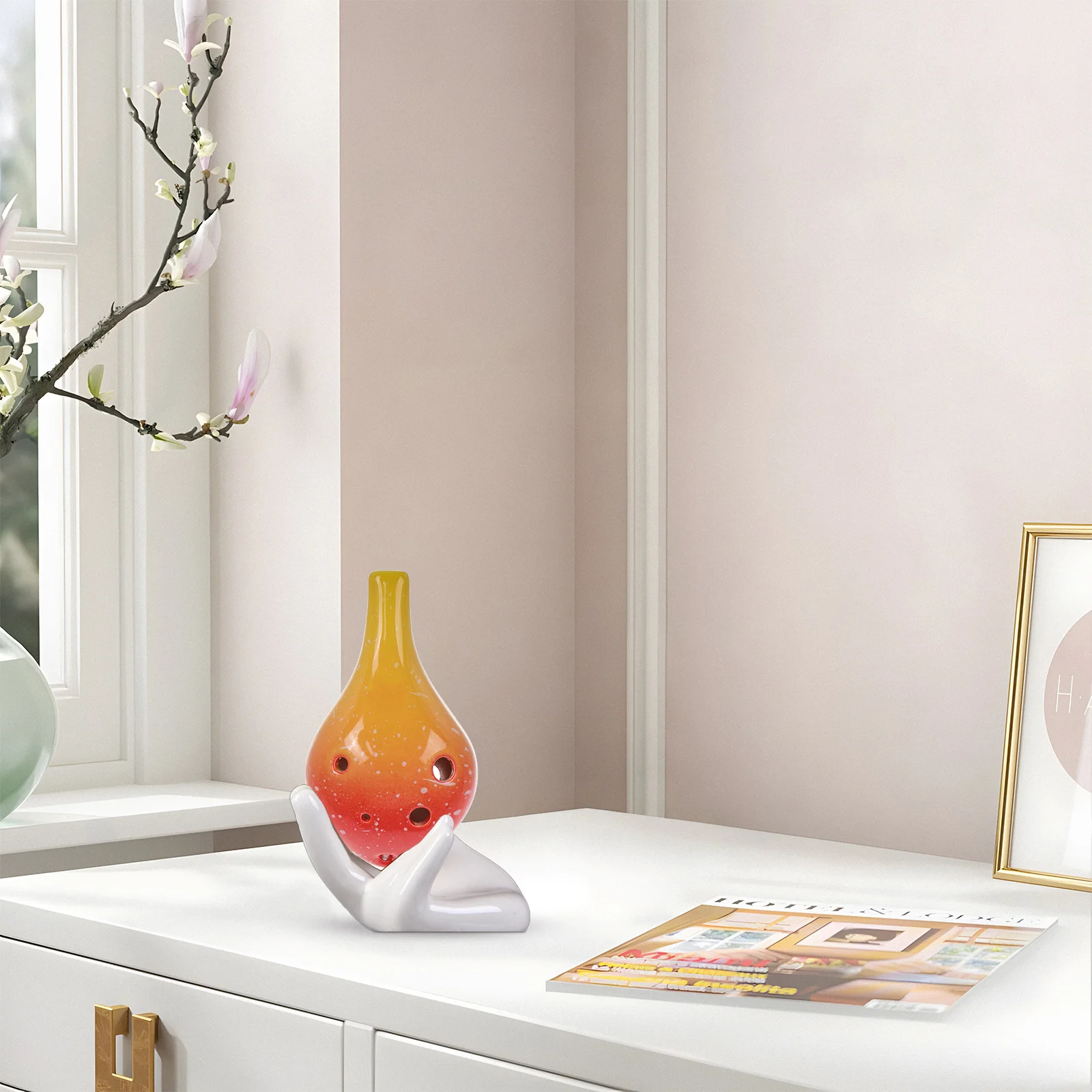 

6-Holes Ceramic Ocarina Small Alto Smooth Surface Beginner Practice Musical Instrument Portable Creative Vintage Flute