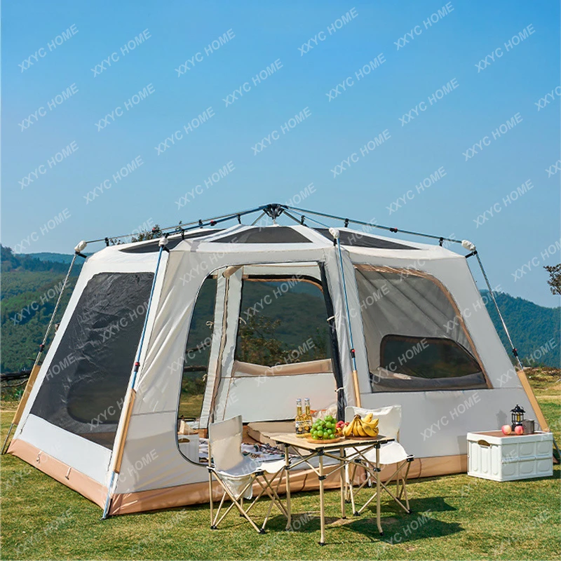 lohascamping Camping Tent 5-8 Person Large Area family 2 rooms outdoor tent Waterproof Quick Build Tent with Sun Shelter