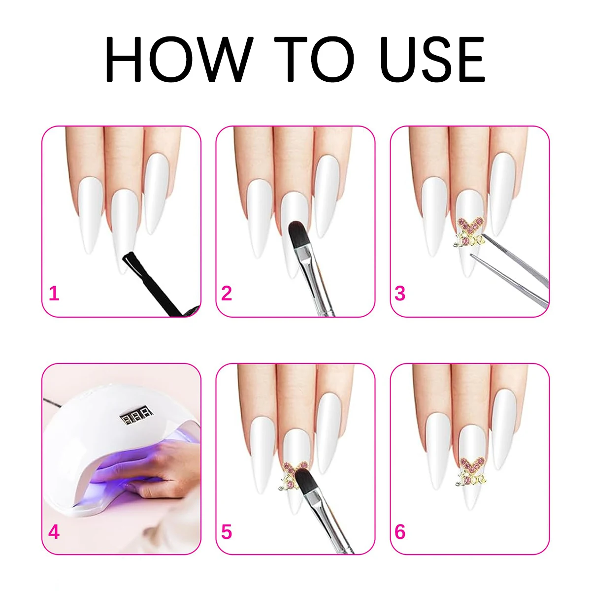 Peças da arte do prego 24 conjuntos 3d arte do prego rosa decoração peças de metal jóias diy artesanal casos do telefone móvel, roupas sapatos sacos