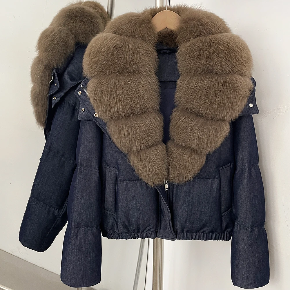 Real Natural Fox Raccoon Fur Thick Warm Parkas Luxury Winter Puffer Jacket Women White Duck Down Coat Female Windproof Outdoor