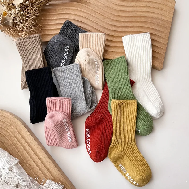 3 Pairs/Lot Newborn Baby Socks Kids Boys Girls Cotton Stripe Soft Sock Children Toddler Non-Slip Long Socks For 0-3 Years