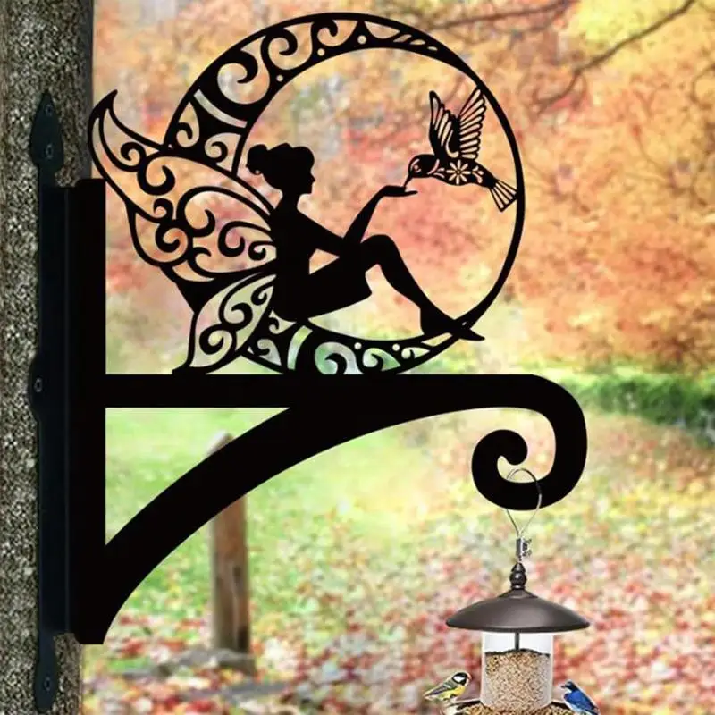 Outdoor Plant Hanger Metal Indoor Plant Hanger Black Flower Pot Holder Heavy Duty Humming Bird Feeder Bracket for Outdoor Patio