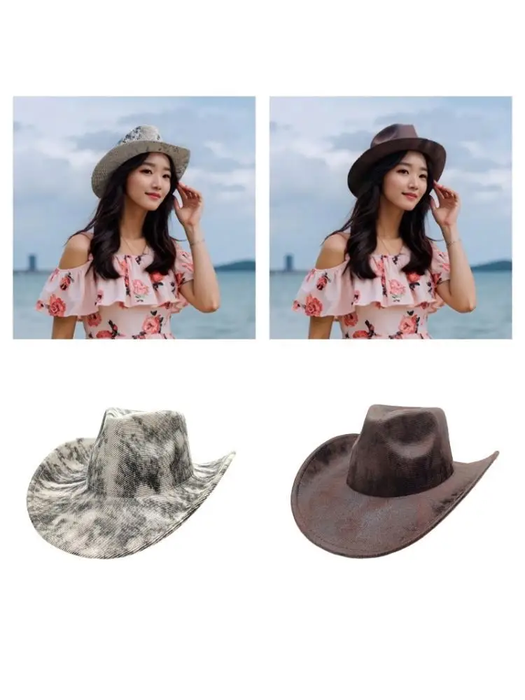 

31BB Neutral Cowboy Hats Vintage Look For Outdoor Activities And Costume Parties
