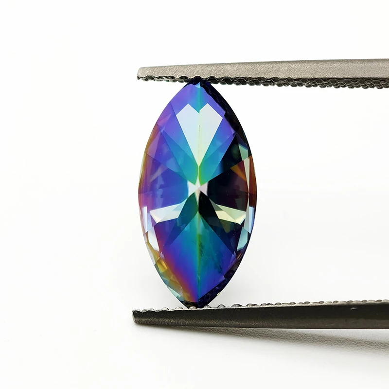Rainbow Purple Color Moissanite Marquise Cut 0.5-3.0ct Russain Cut Moissanite Diamonds Pass Diamond Tester with GRA Report