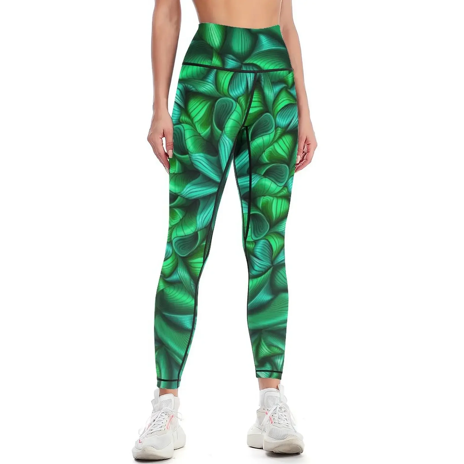 

Monochromatic green zentangle flow Leggings Women's sportswear jogging pants gym wear Training pants Womens Leggings