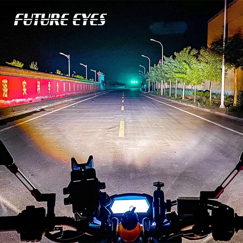 FUTURE EYES F20X Motorcycle Spotlight Auxiliary Led Fog Light Backlight Wired Switch High and Low Beam Waterproof Driving Lamps