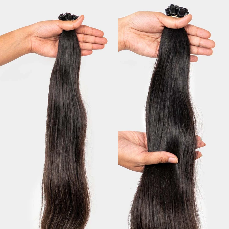 Straight 0.8g 1g / Stands Remy Flat Tip Human Hair Extneion Silky Straight Natural Black,Brown Pre Bonded Keratin Fusion Hair