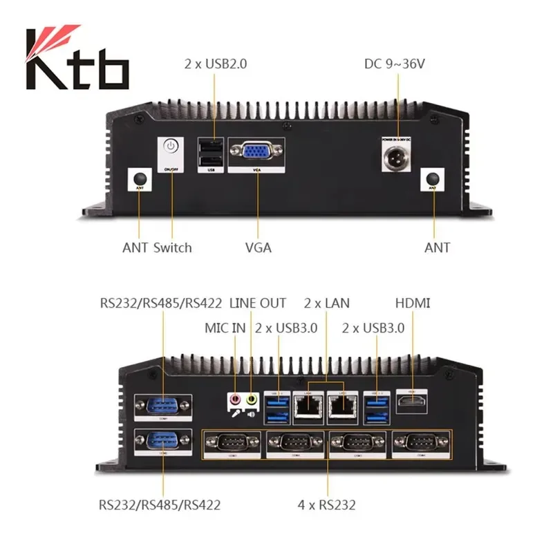 DIN Rail Type Fanless Industrial Computer ATOM I3/i5/i7 Embedded Mini BOX PC Steamship EN50155 Railway Traffic