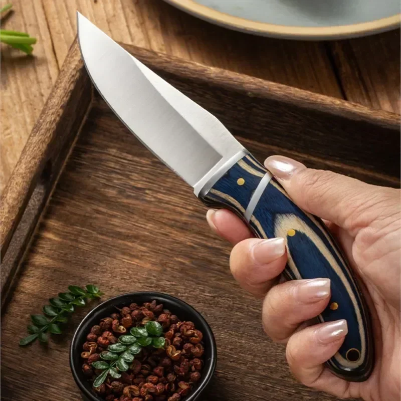 Sharp Fruit Knife Mongolia Knife Wooden Handle Handle Meat Knife Outdoor Straight Knife Portable Barbecue Cut Meat Knife