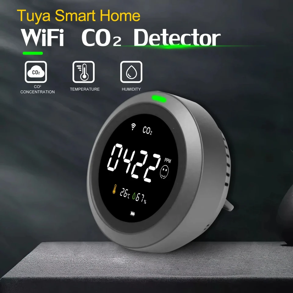 Carbon Dioxide Detection Instrument Portable Air Quality Monitoring 370-10000PPM CO2 Detector Temperature and Humidity Recharge