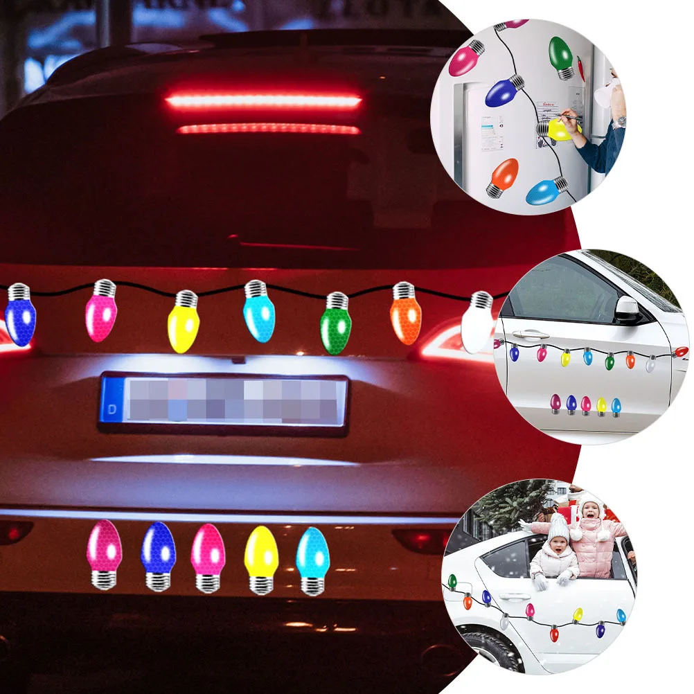 

1Set Light Bulb Lights Magnetic Reflective Decals for Cars Fridge Metal Surfaces Christmas Decorations Car Holiday Decor