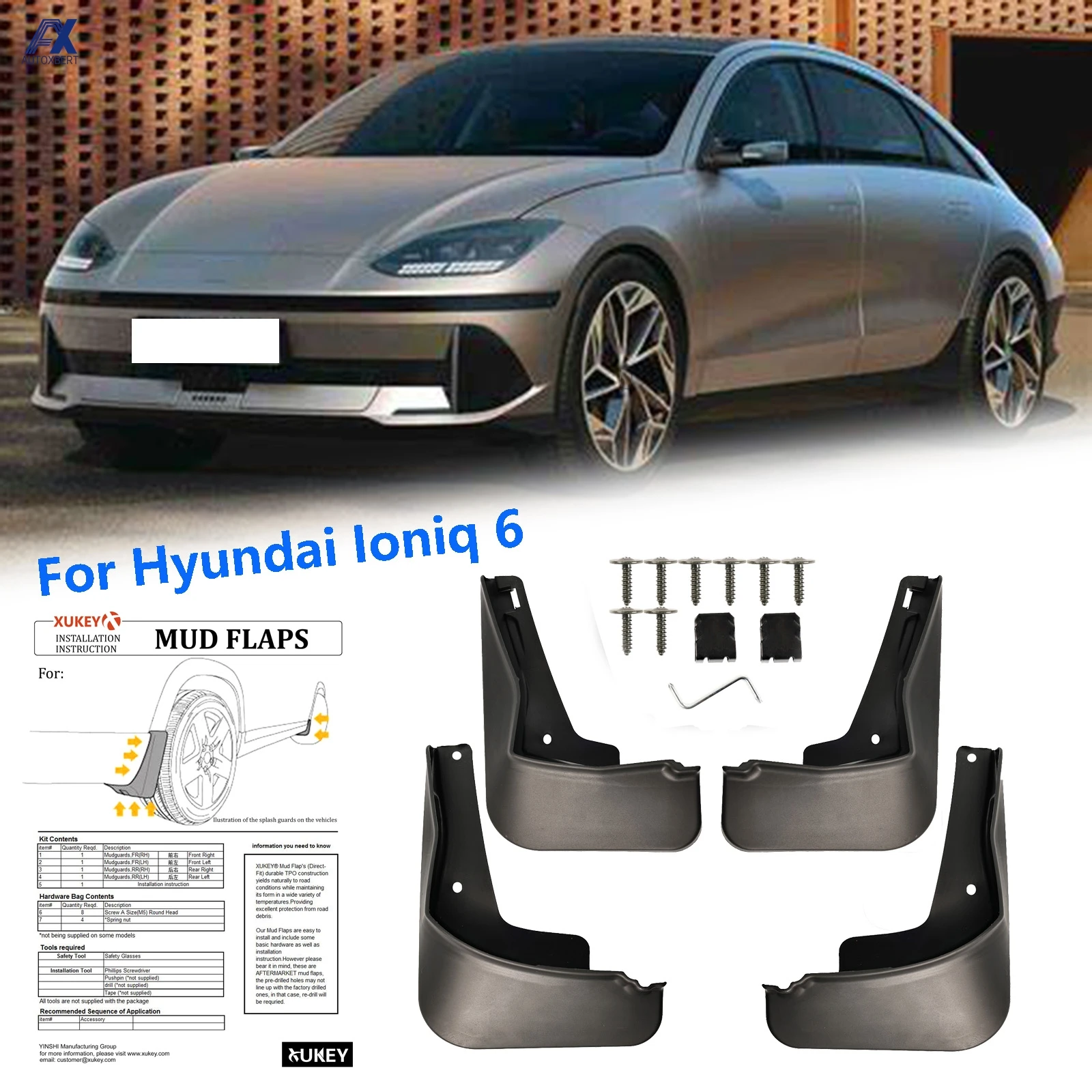4X guardabarros guardabarros guardabarros guardabarros guardabarros delantero trasero accesorios de coche para Hyundai ioniq 6 2023 2024 2025