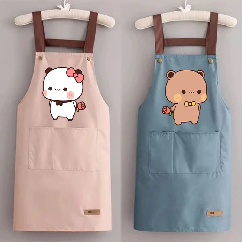 

Bubu Dudu Cute Bear Kitchen Waterproof Oil Resistant Apron Anime Fashion Aprons Cooking Solid Color Hotel Work Clothes Gifts
