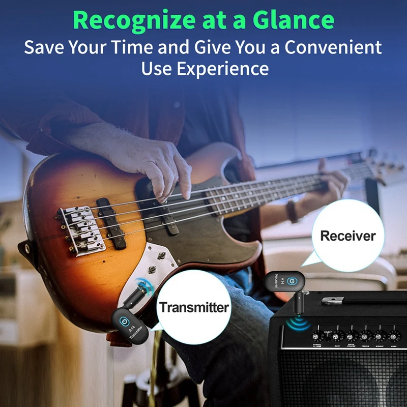 

ABKG Pro A14 Wireless Transmission Guitar Bass Electric Blowpipe 2.4 Receiver Transmitter 6.35 Transceiver Transmission System