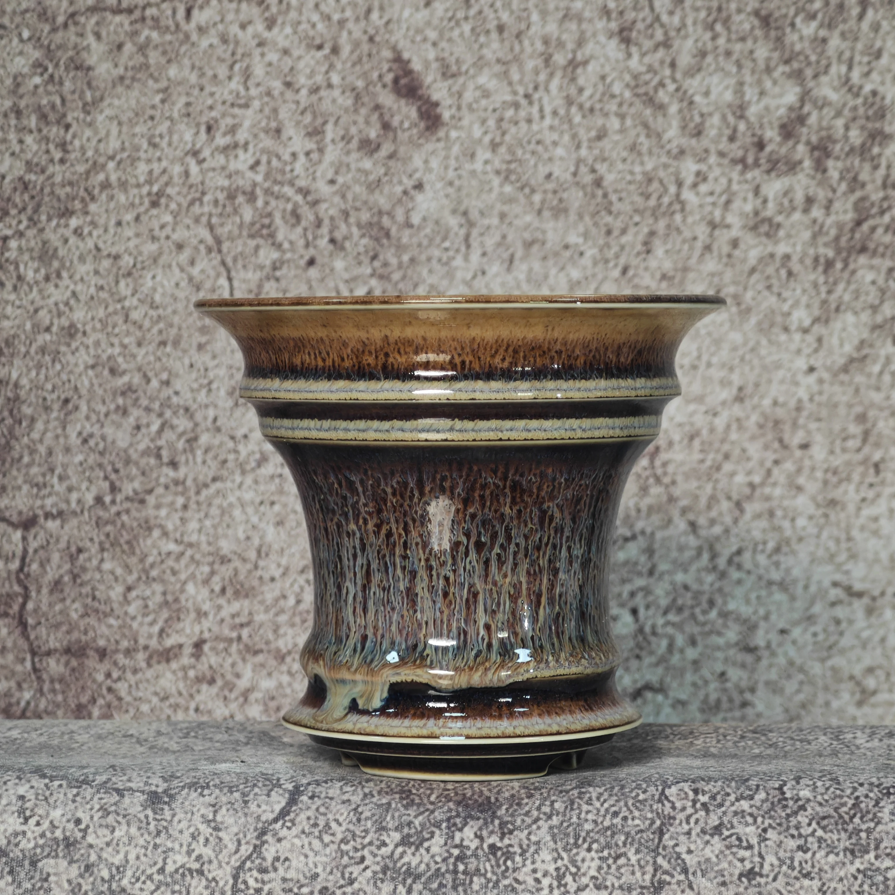 Handmade Ceramic Bonsai Pot Kiln Change Planter for Indoor Outdoor Cactus Succulent Agave Houseplant Flower Beautiful Caudex Pla