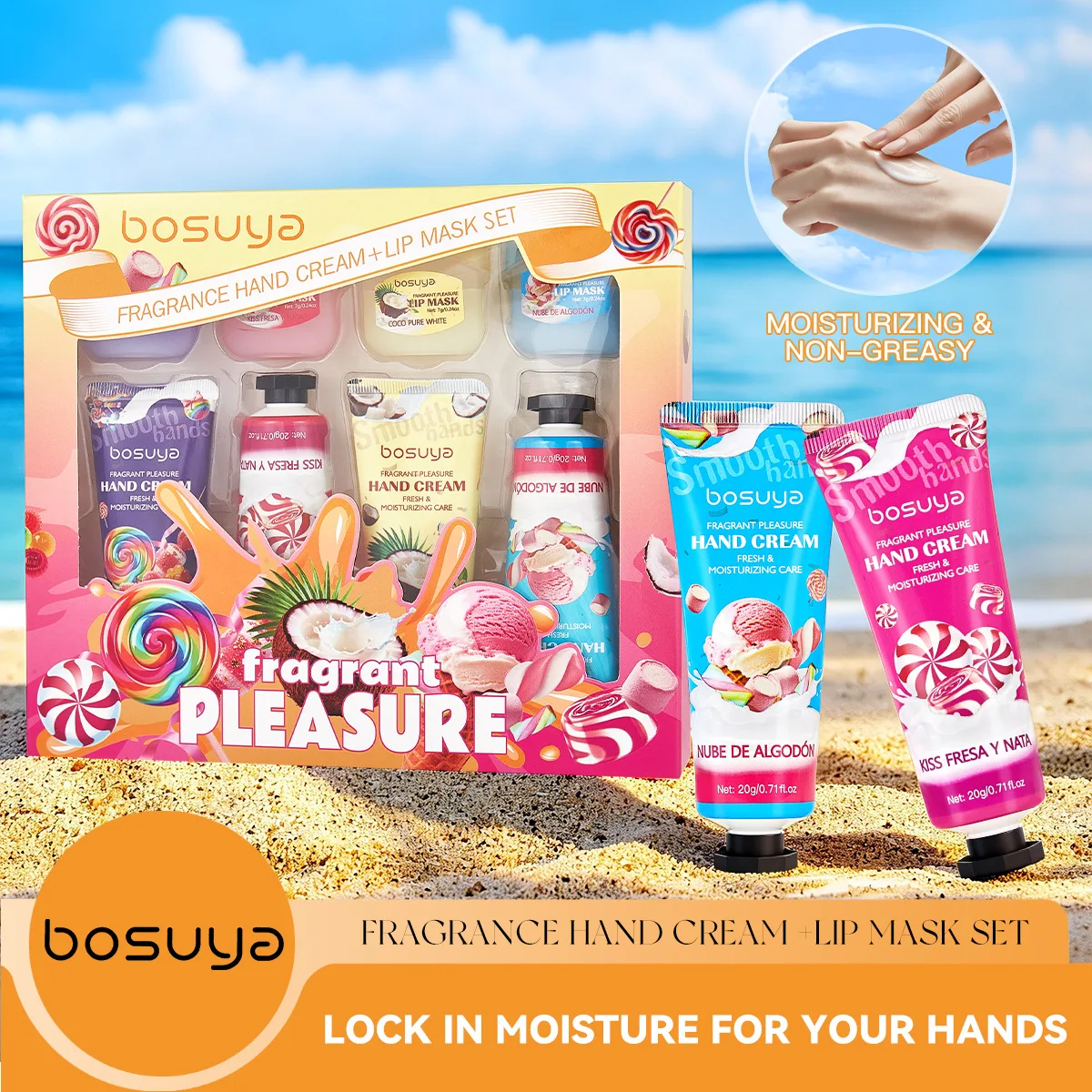 Lip Balm & Hand Cream Set Long-Lasting Hydrating Moisturizing Skin Care Lightweight Non-Greasy Daily Use Lips Hands Travel Size