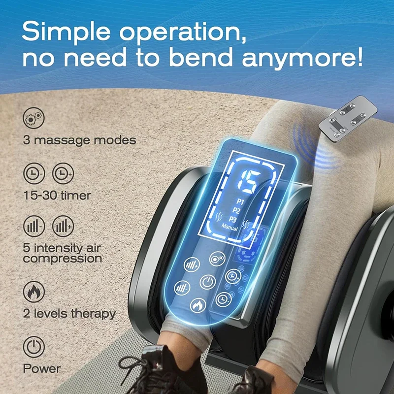 new heating function shiatsu foot massager 3 modes adjustable foot and calf massager with remote control