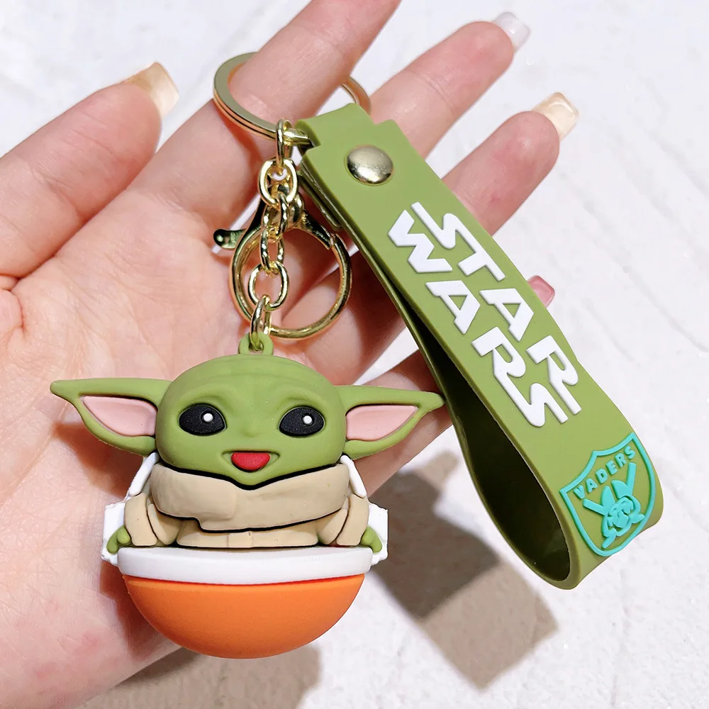 Yoda Baby Rubber Keychain Master Yoda Key Ring Fashion Wallet Key-Chain Star Wars Bag Accessories Disney Dark Troopers Pendant