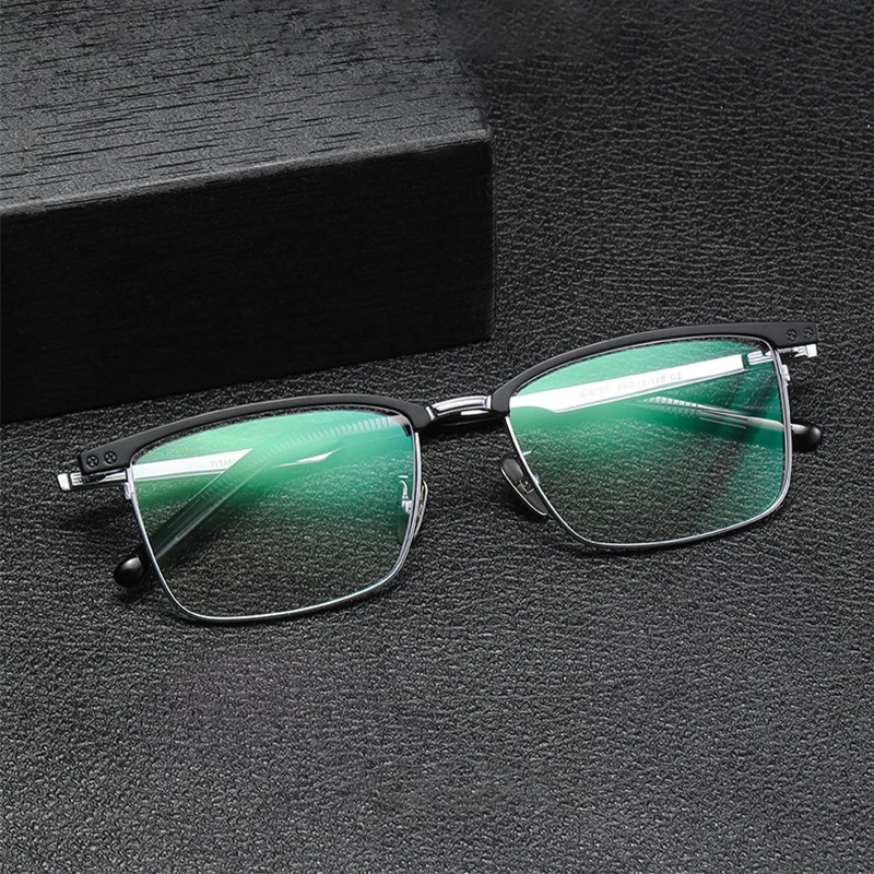 Italian Designer Reproduction Square Small Eyebrow Frame Business Elite Eyewear Retro Pure Titanium Men Eyeglass Korean Glasses