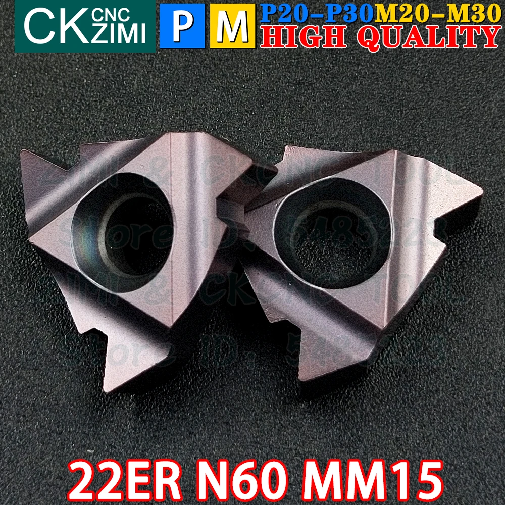 22ER N60 MM15 Carbide Inserts External Thread Threaded Inserts Tools MMT22ER N60 CNC Machine Metal Lathe Turning Cutter Tools