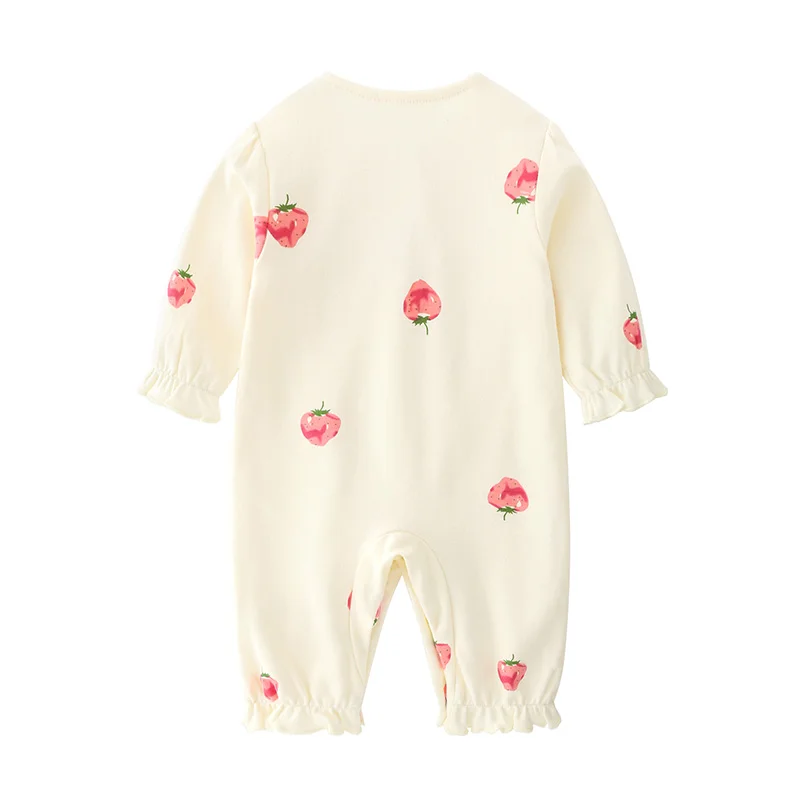 One-piece clothes for baby girls, pure cotton, harem clothes, newborn pajamas, thin air-conditioned clothes, autumn clothes