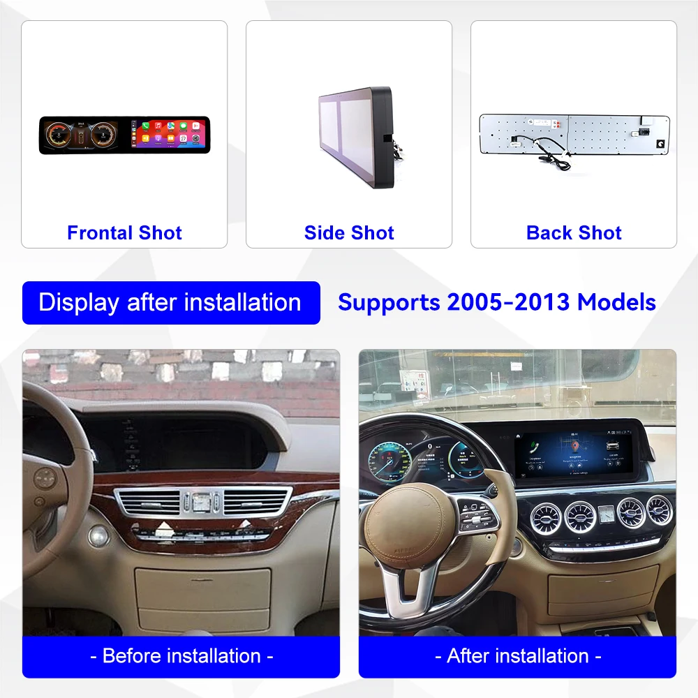 12.3 Inch Android 13 Car Radio CarPlay For Mercedes-Benz S 2005-2013 Touch Screen Multimedia Player GPS Navigation Head Unit DSP