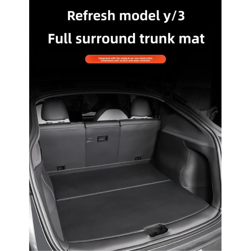 Leather Full Coverage Trunk Mat Rear Tailgate Protector Side Guard Pad Car Interior Accessories For Tesla Model Y Juniper 2025