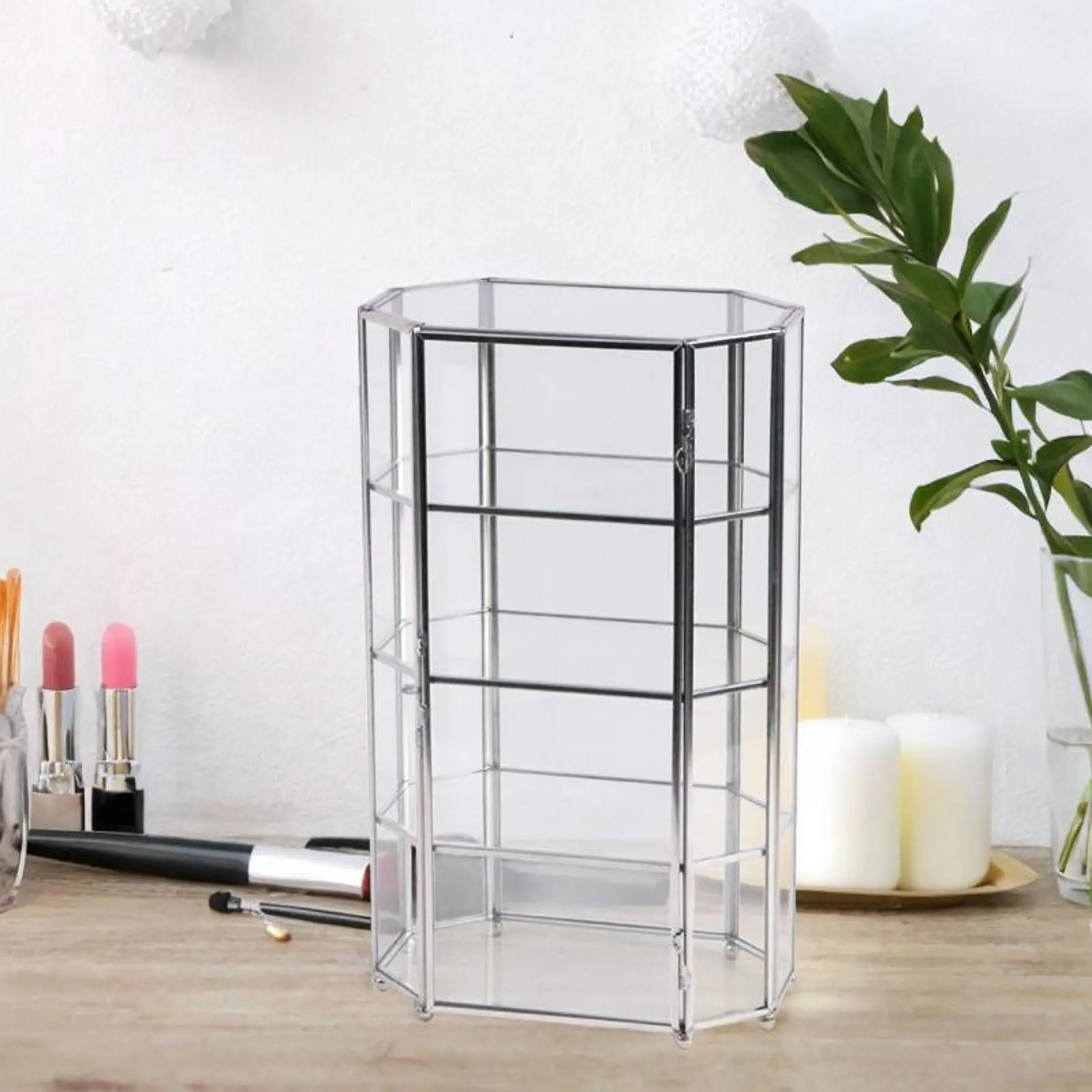 

Настольный стеклянный ящик для хранения косметики, держатель для игрушек, латунная рамка с 4-х ярусным косметическим органайзером для свадебного декора, многофункциональный