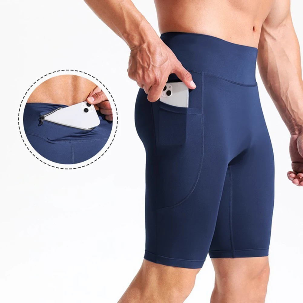 Men\'s Large Size Running Leggings Shorts High Elasticity Quick Dry Polyester Spandex for Training Cycling Sports Use
