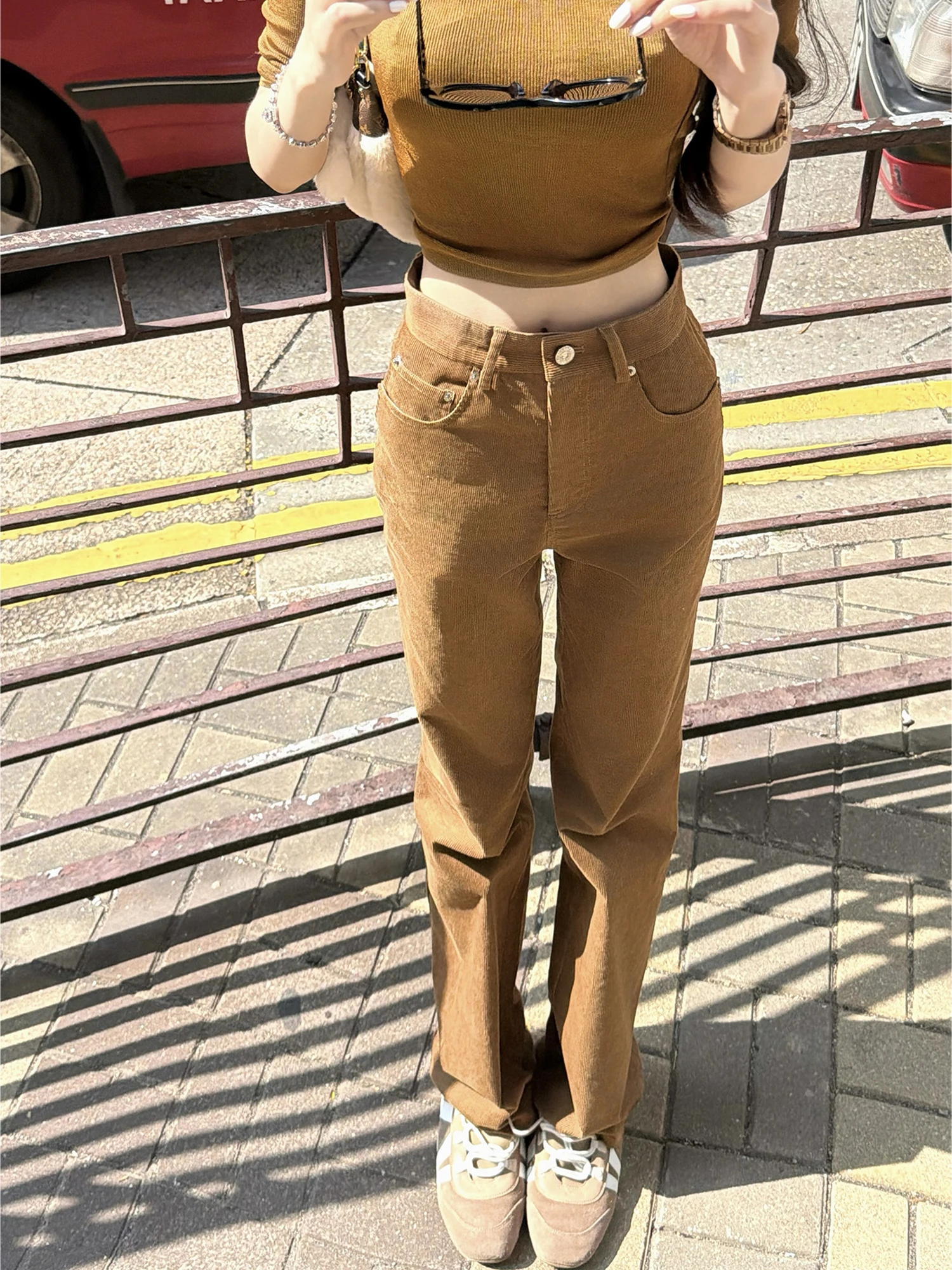 

Элегантные брюки Viola S1P прямого кроя из узкого бархата, женские повседневные брюки на молнии с естественной талией, весенняя коллекция